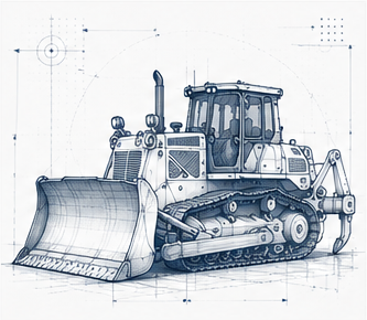 Technical illustration of bulldozers