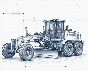 Technical illustration of motor graders