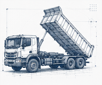 Technical illustration of tipper trucks